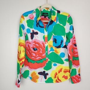 J. Crew Cotton Poplin Popover Ratti Jardin Floral Shirt Size 12